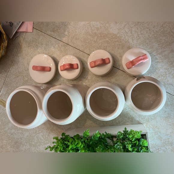 Rae Dunn 8.5” HAPPY SPRING Canister Magenta Pink Handle Bunny Rabbit 2017 - Picture 10 of 12